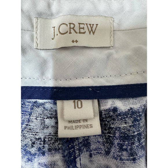 J. Crew Linen Blend Blue Tie Dyed Chain Link Pattern Shorts, Size 10 - Picture 3 of 4